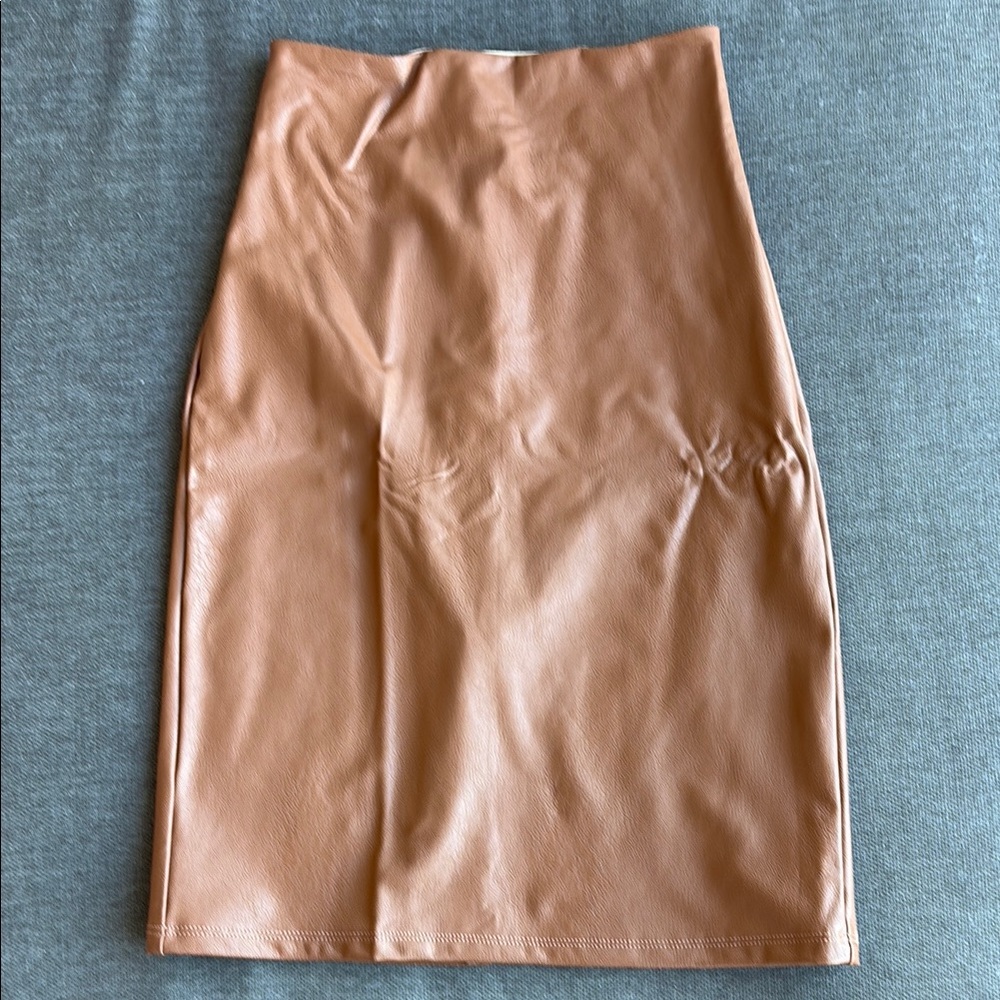Commando Camel Faux Leather Pencil Skirt